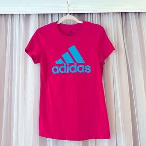 Adidas Hot Pink with very pop Blue Logo Tee, SizeS